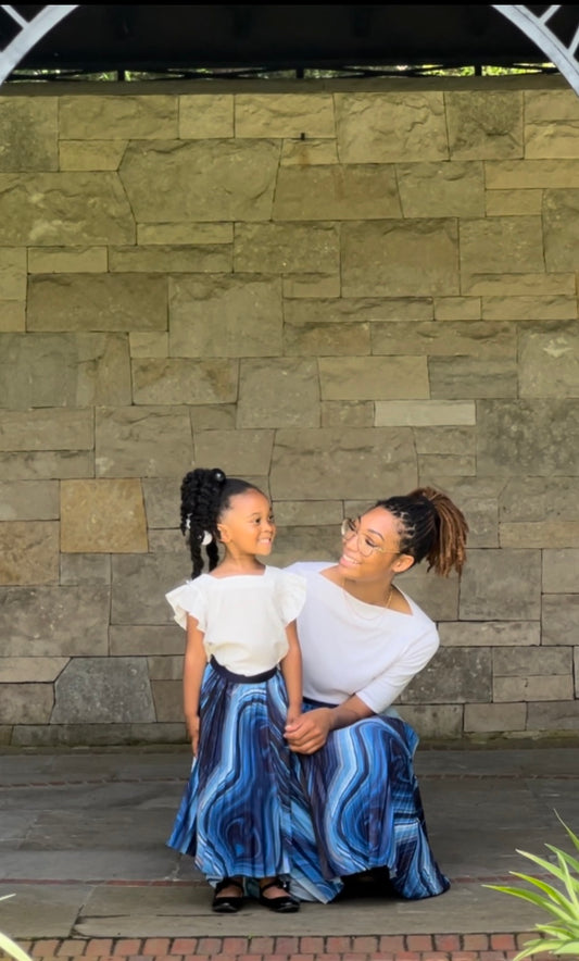 Blue Wave Pleated Skirt