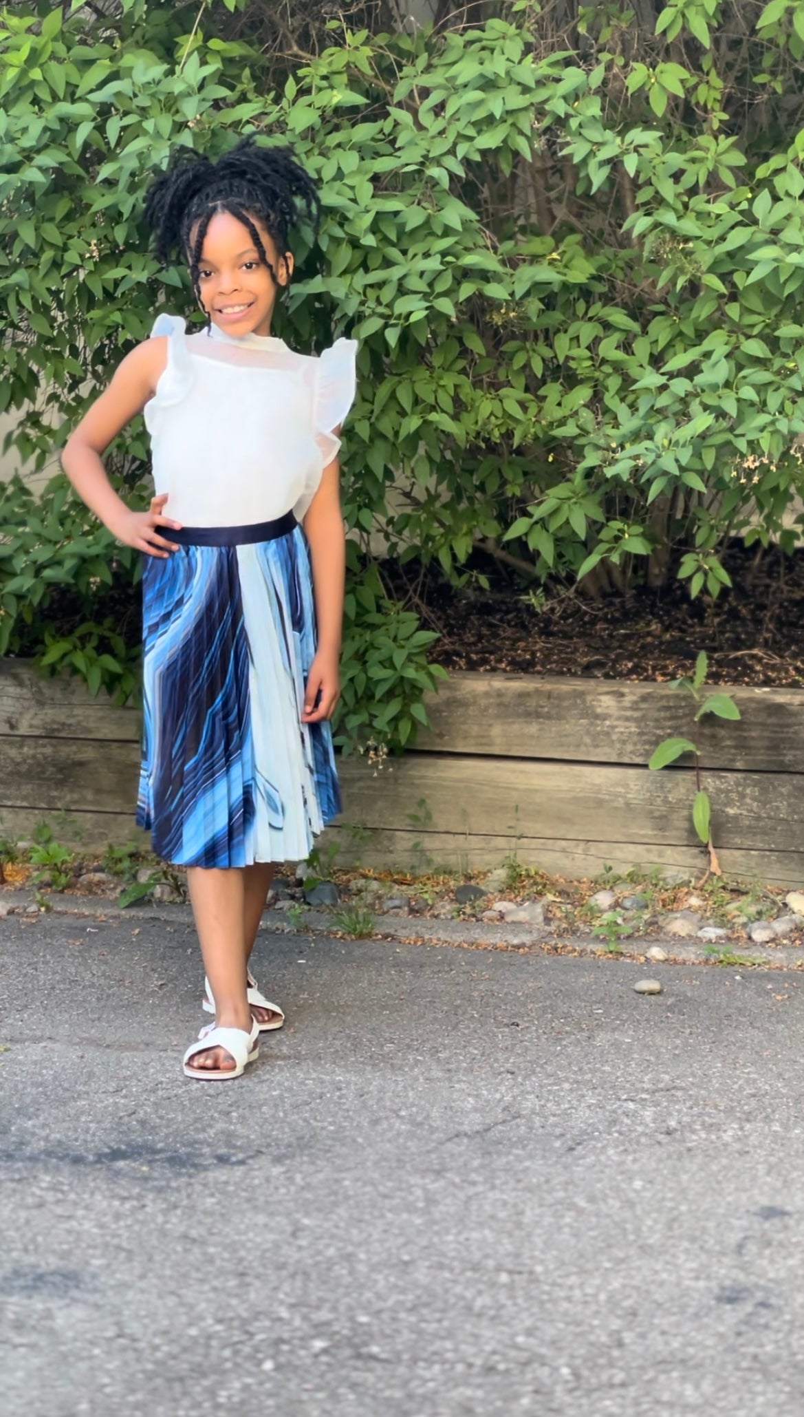 Blue Wave Pleated Skirt